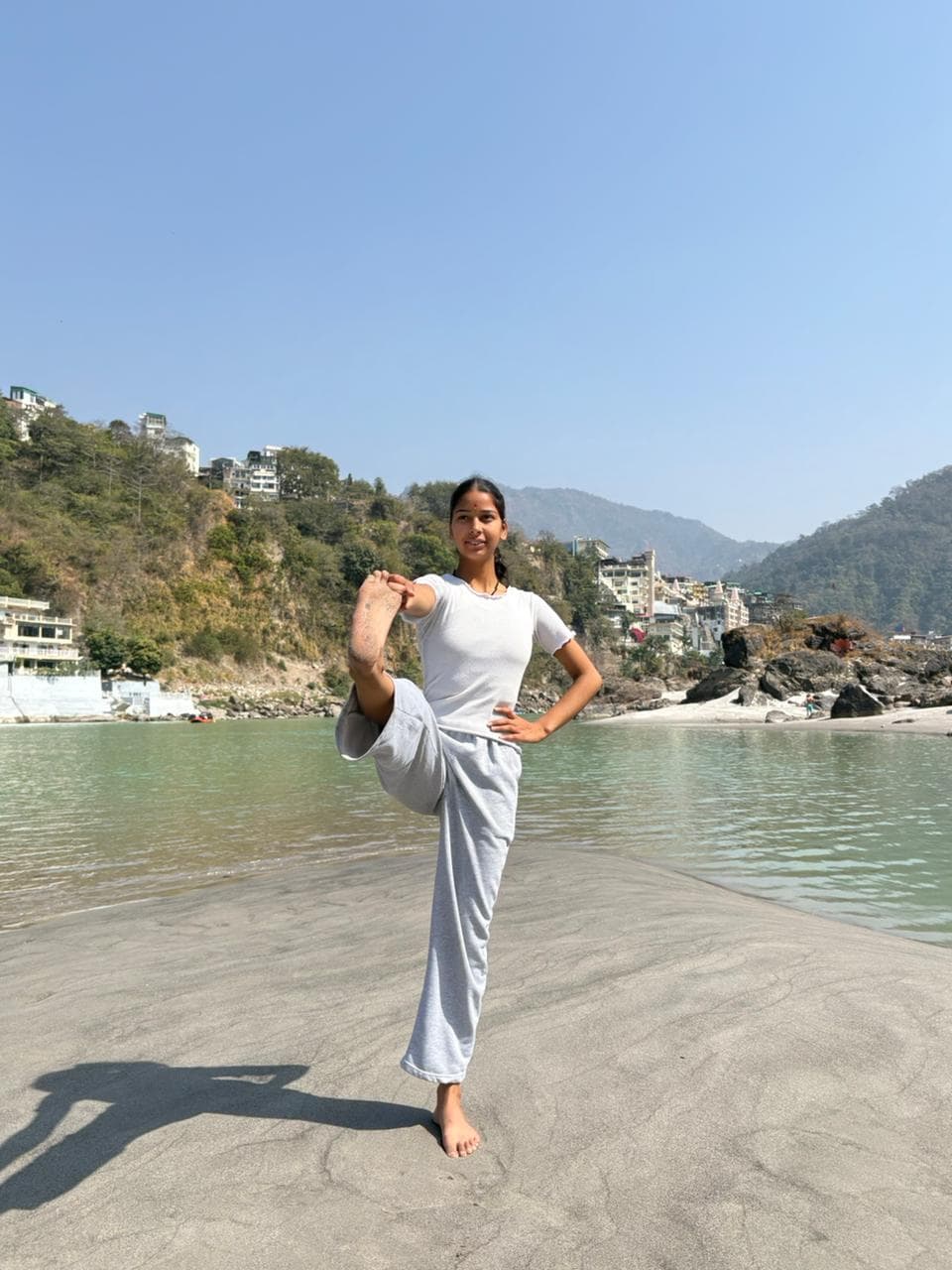 Yoga practice in Rishikesh near Ganga river - Image 1